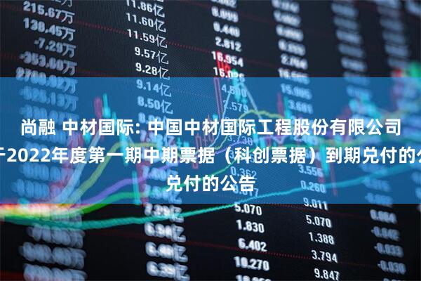 尚融 中材国际: 中国中材国际工程股份有限公司关于2022年度第一期中期票据（科创票据）到期兑付的公告